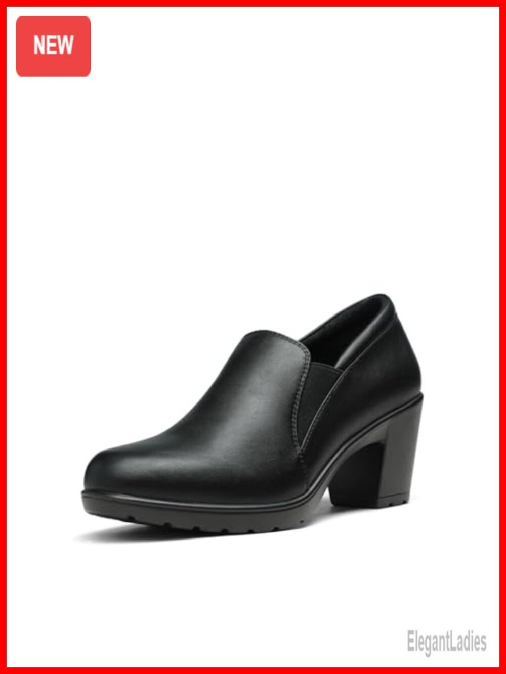 Womens Block Heel Loafers Pumps 2.8 Inch Slip On Dress Shoes
